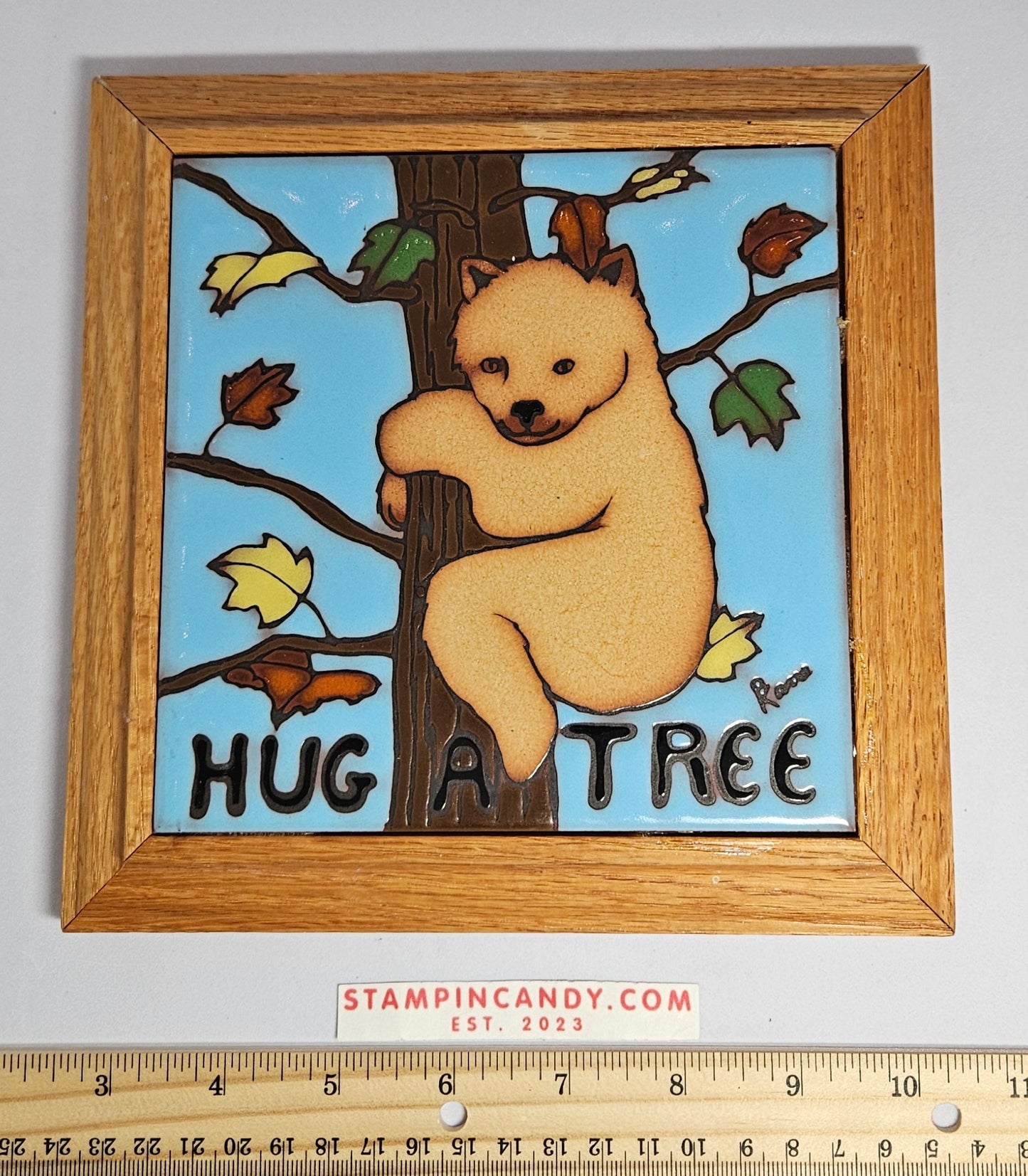 1991 Starseed Enterprises - Hug A Tree - Tile Art/Trivet