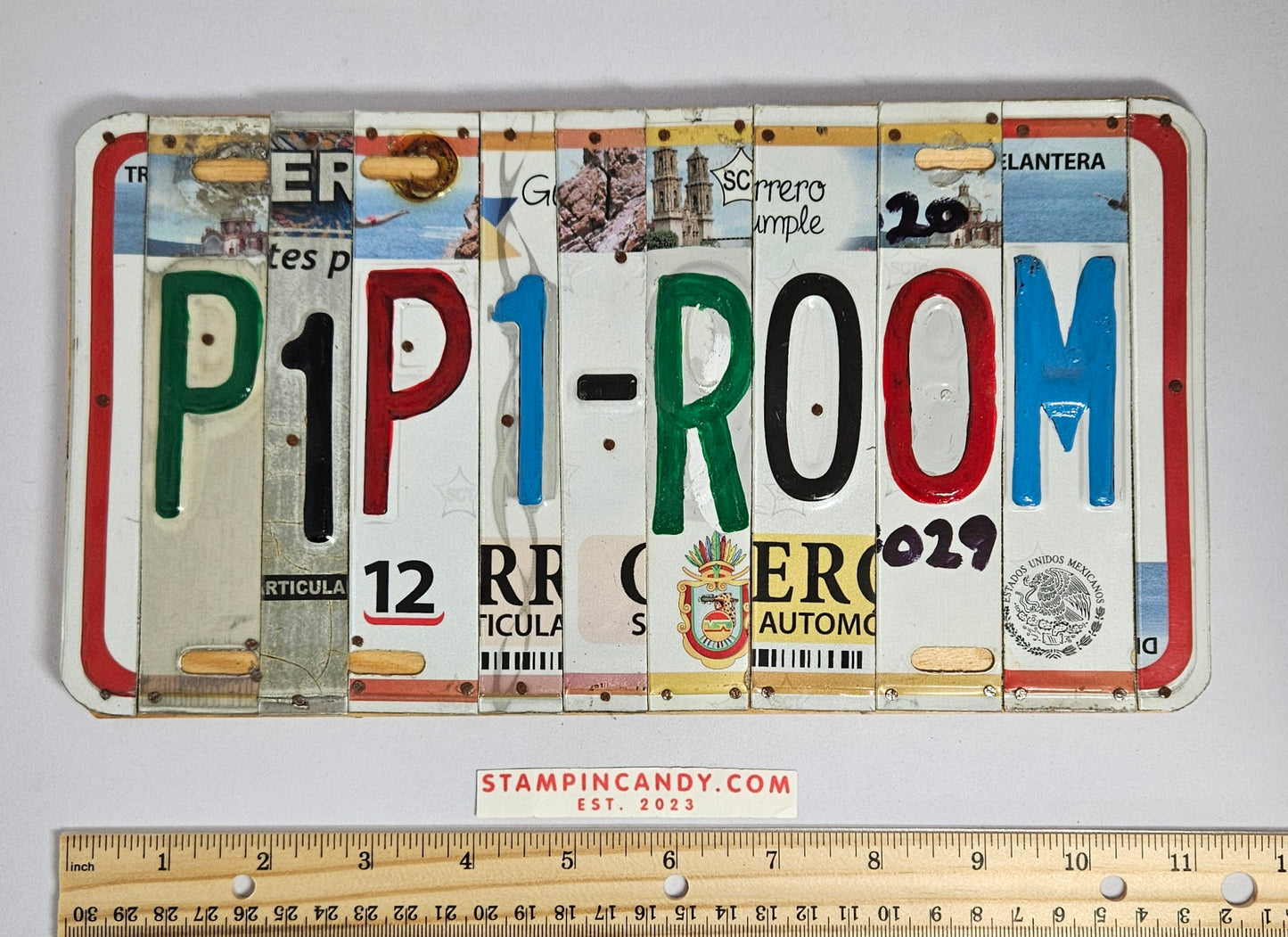 License Plate Art Sign - "PIPI ROOM"