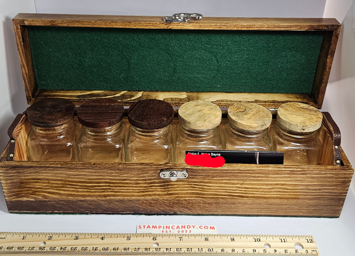 Handmade Apothecary Box with Removeable Tray and 6 Bottles