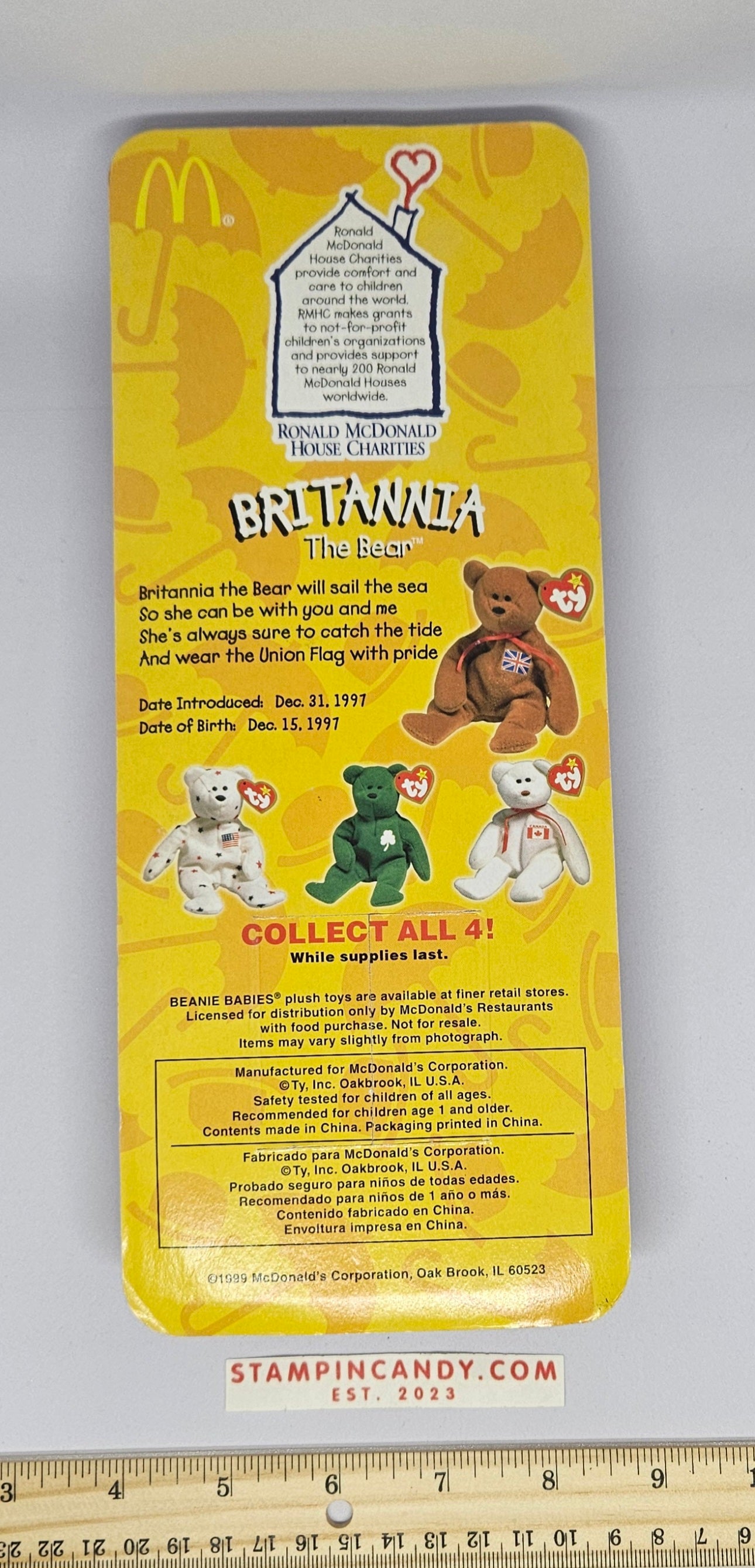 TY Beanie Baby - McDonald's - "Britania the Bear"