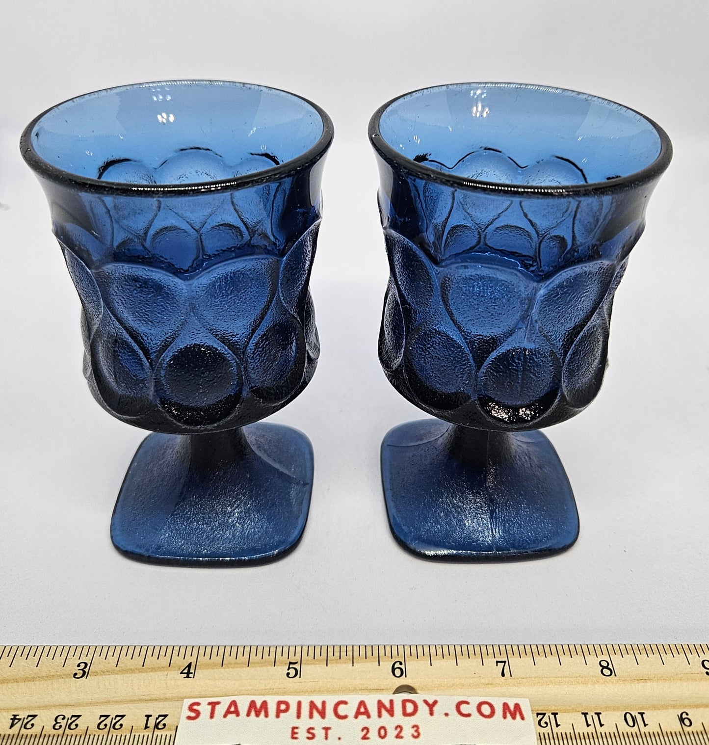 Vintage Noritake Spotlight Blue Wine Glasses/Goblets - Set of 2