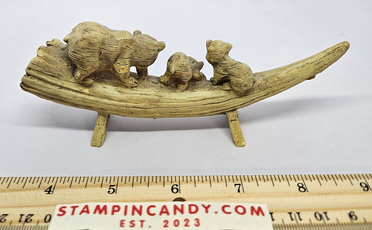 Carved Horn/Bear Family Decor - Alaska