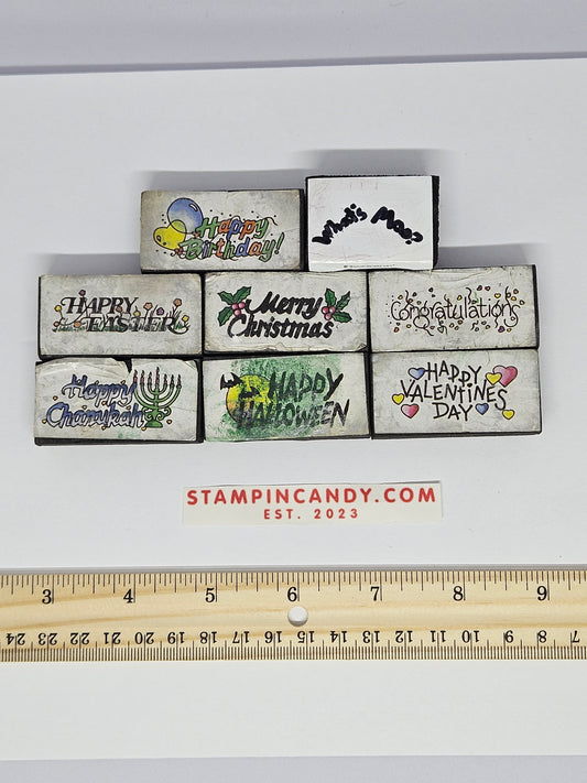 8 Pack of Holiday Sentiment Stamps