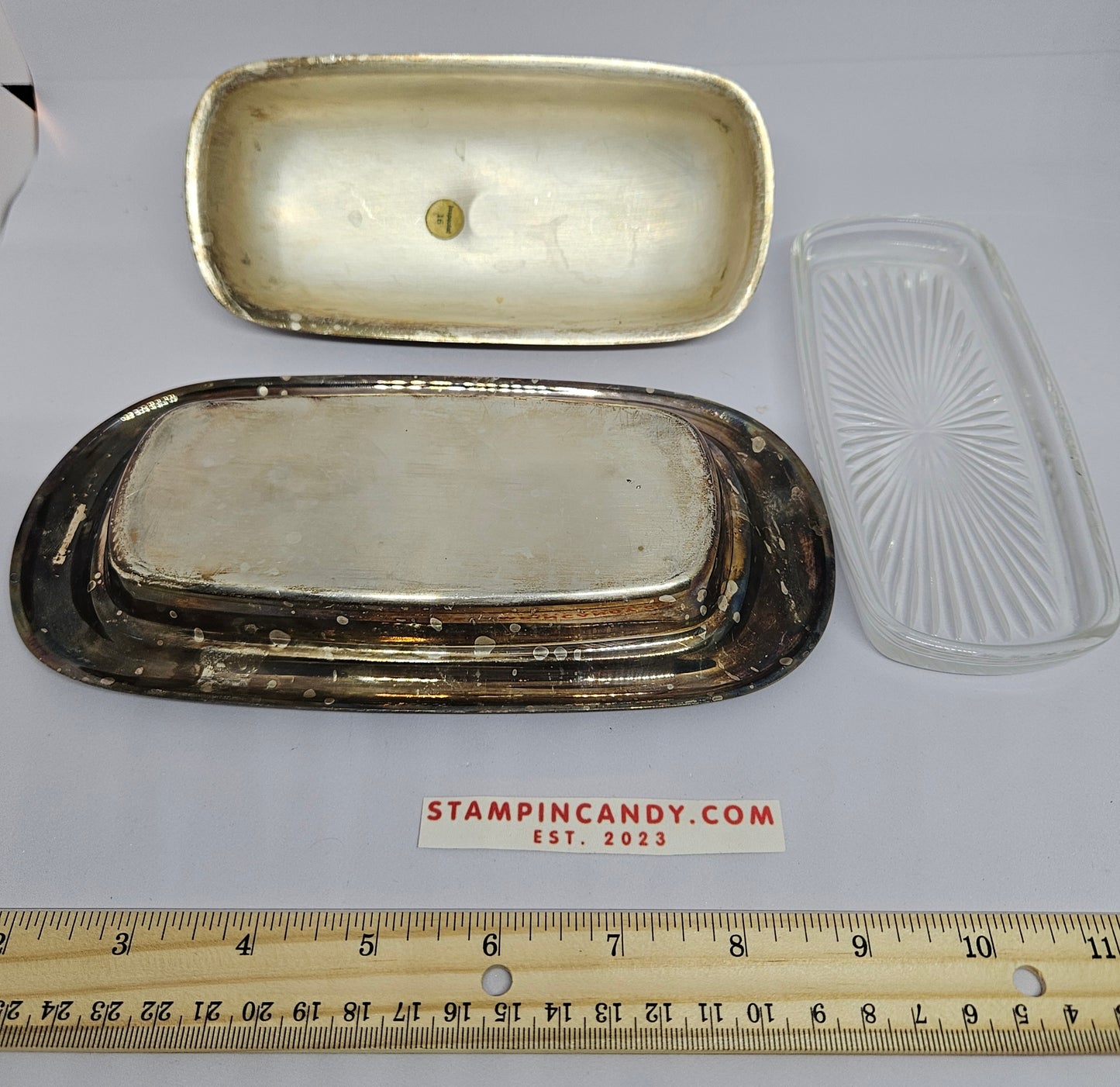 Silver Plated Butter Box with Glass Tray Insert