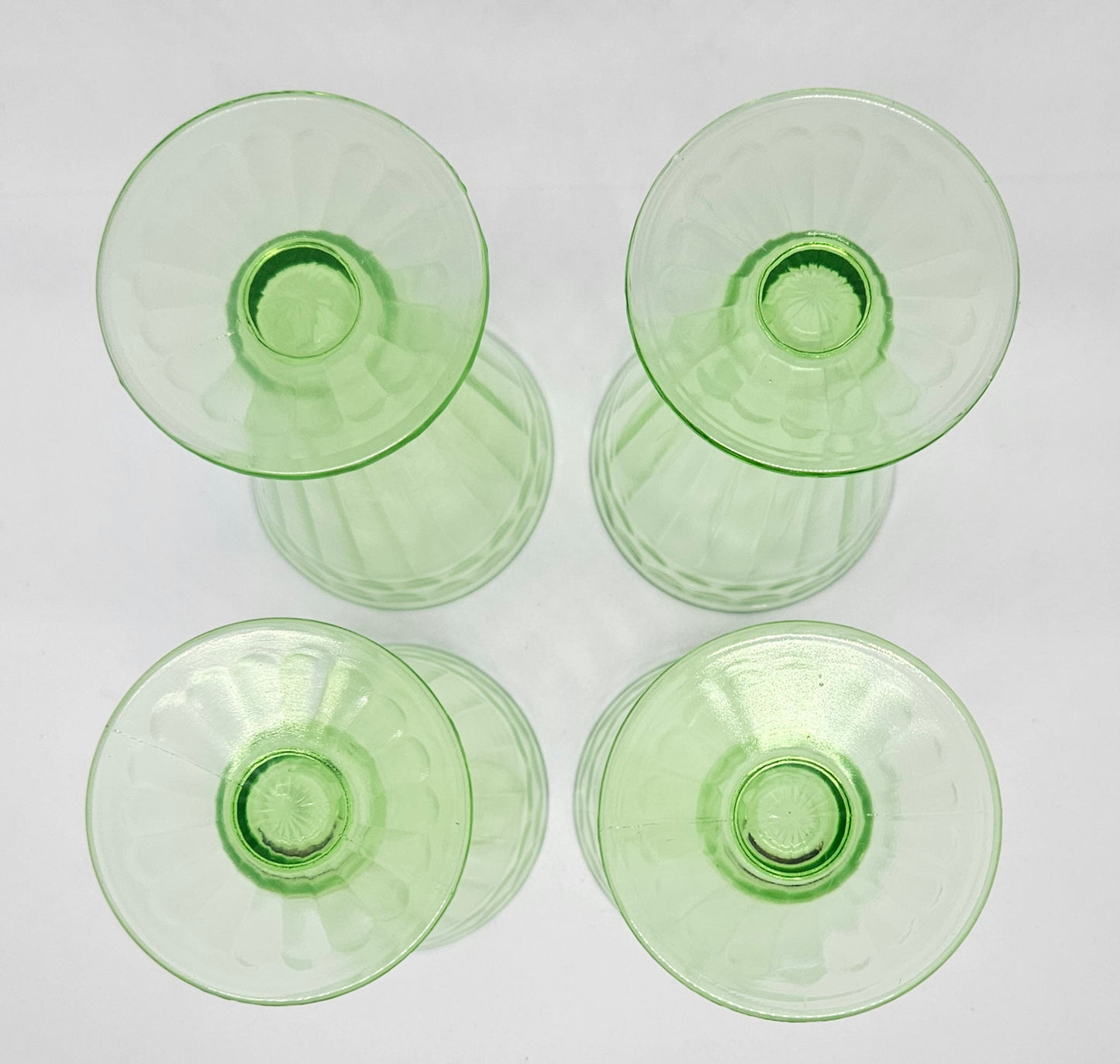 Uranium Glass Footed 6" Sundae / Soda Fountain Glasses