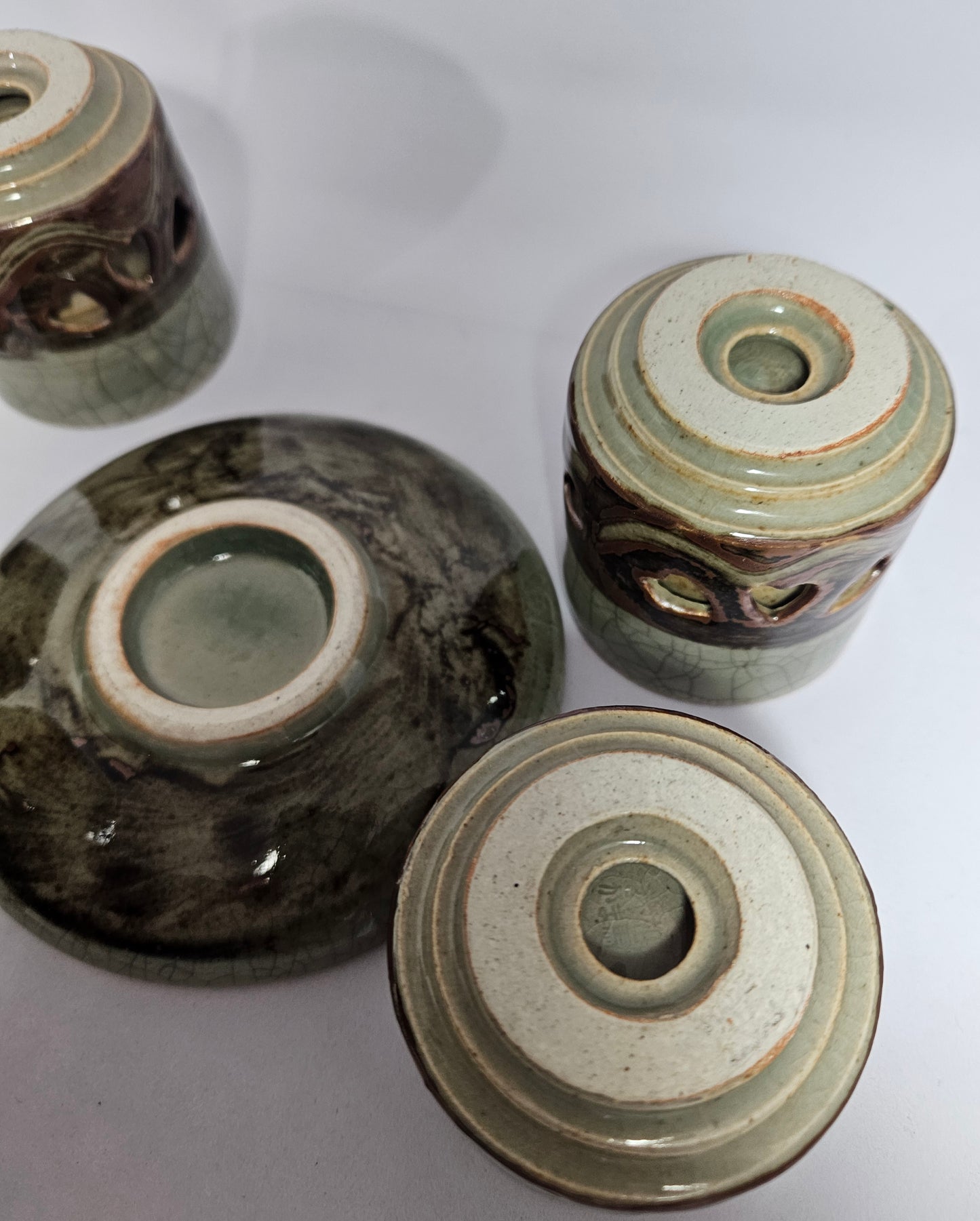 Japanese Somayaki Double-Walled Tea Set - 6 Pieces
