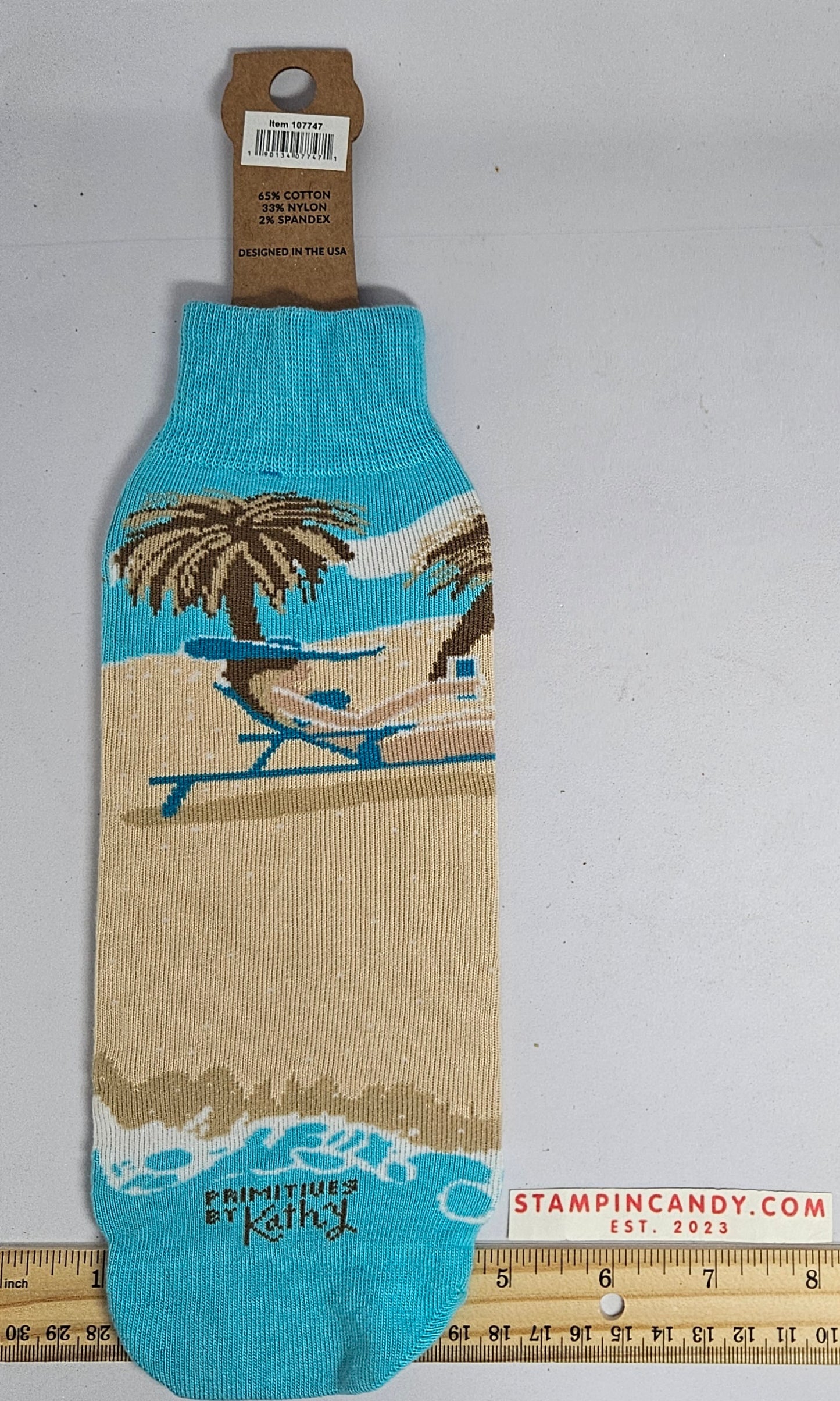 Wine Sock - Primitives by Kathy - Feet in the Sand Wine in the Hand - Decorative Cover
