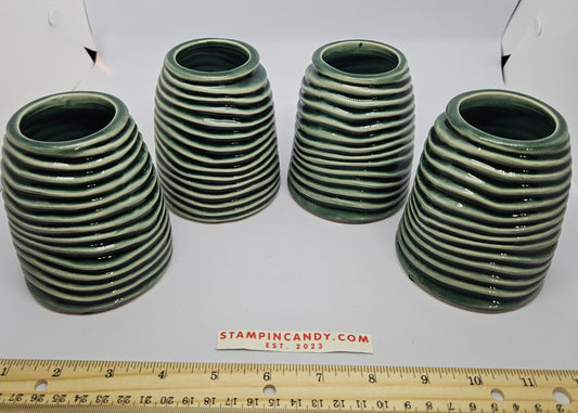 Green Ripple Design Planters x 4