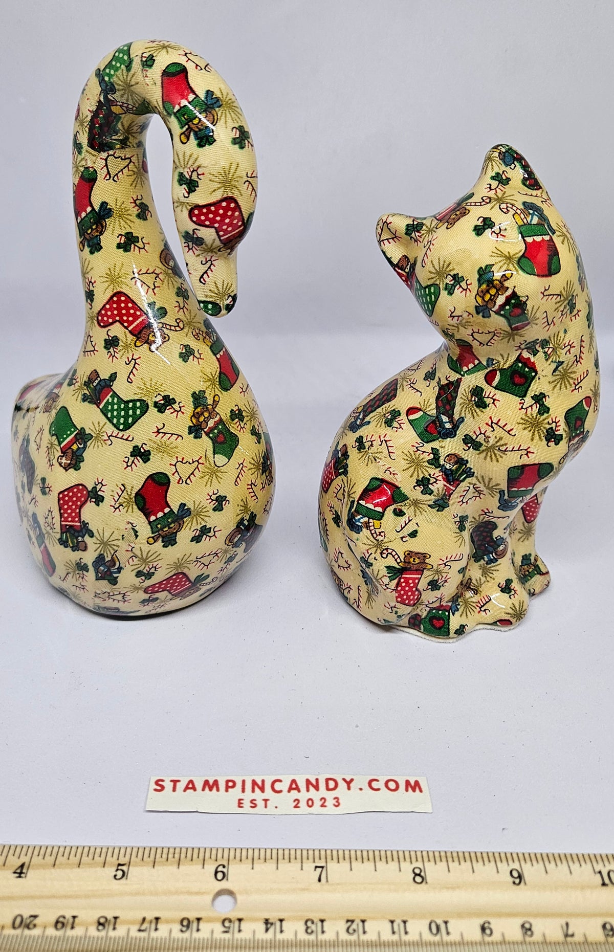 Decoupage Christmas Cat & Swan