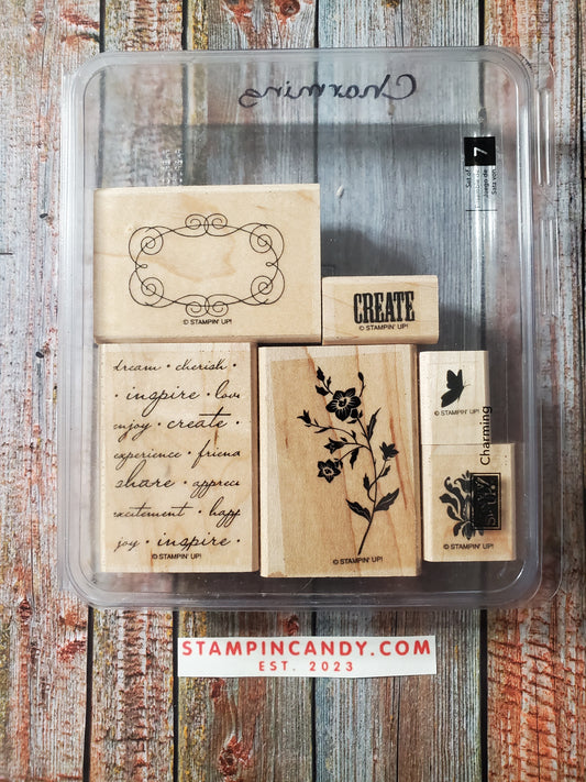 Stampin' UP! "Charming" Stamp Set (Wood Block) (MISSING 1 STAMP)