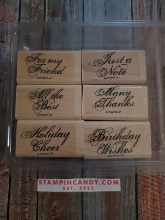 Stampin' UP! "Elegant Cheer" Stamp Set (Wood Block)