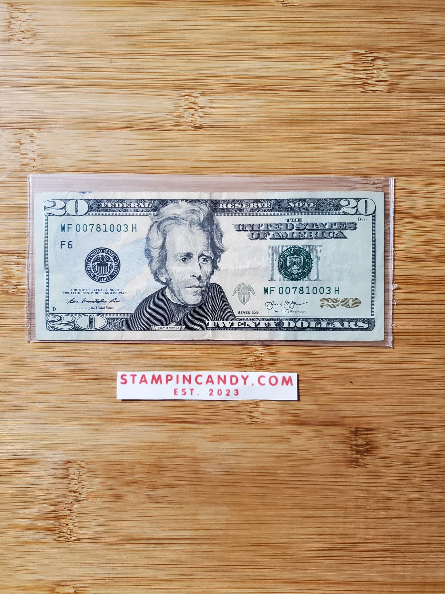 Fancy Serial Number $20 - "MF 00781003 H"