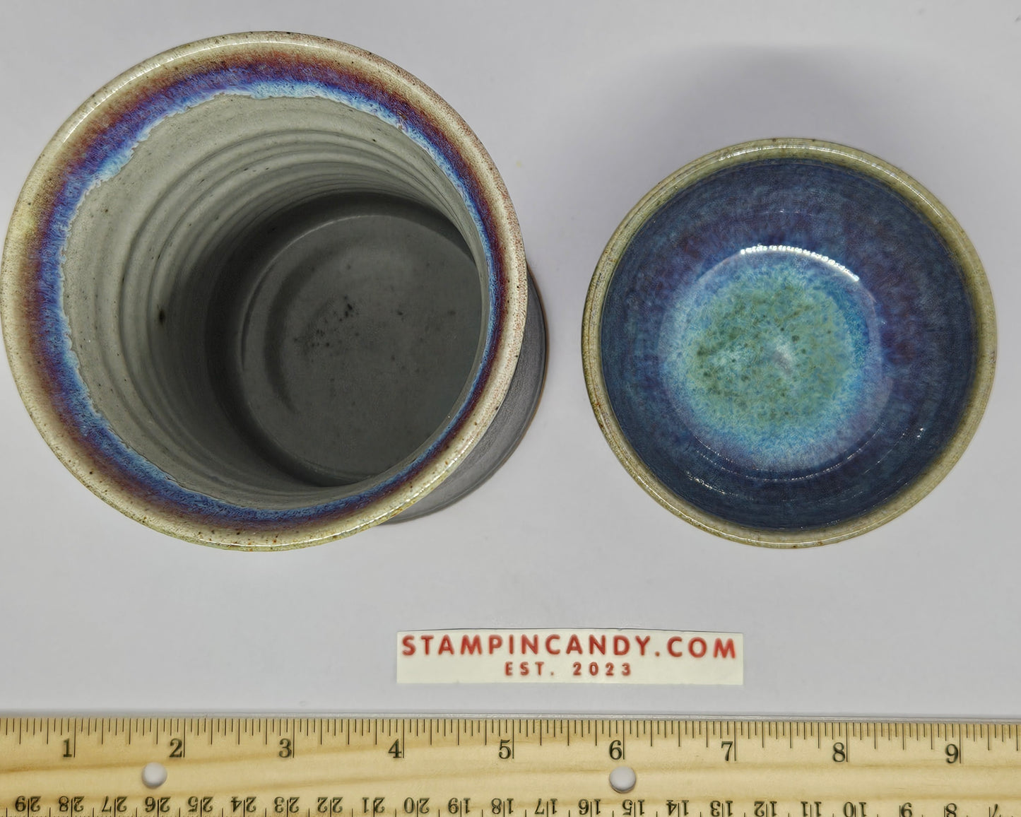 Handmade Black & Blue Pottery 2 Pieces