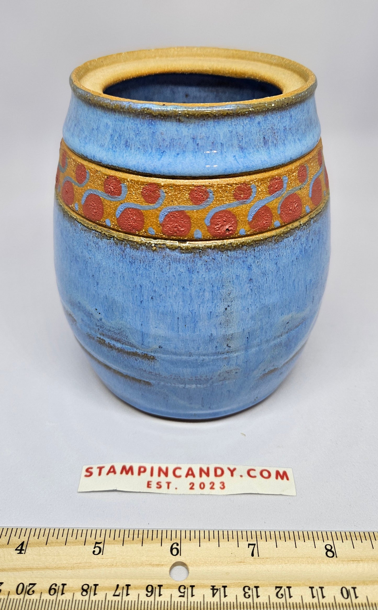 Blue Pottery Vase - Rojo