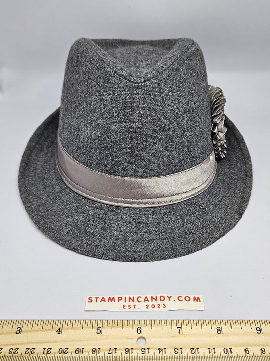 Cato - Grey Fabric Flower Fedora