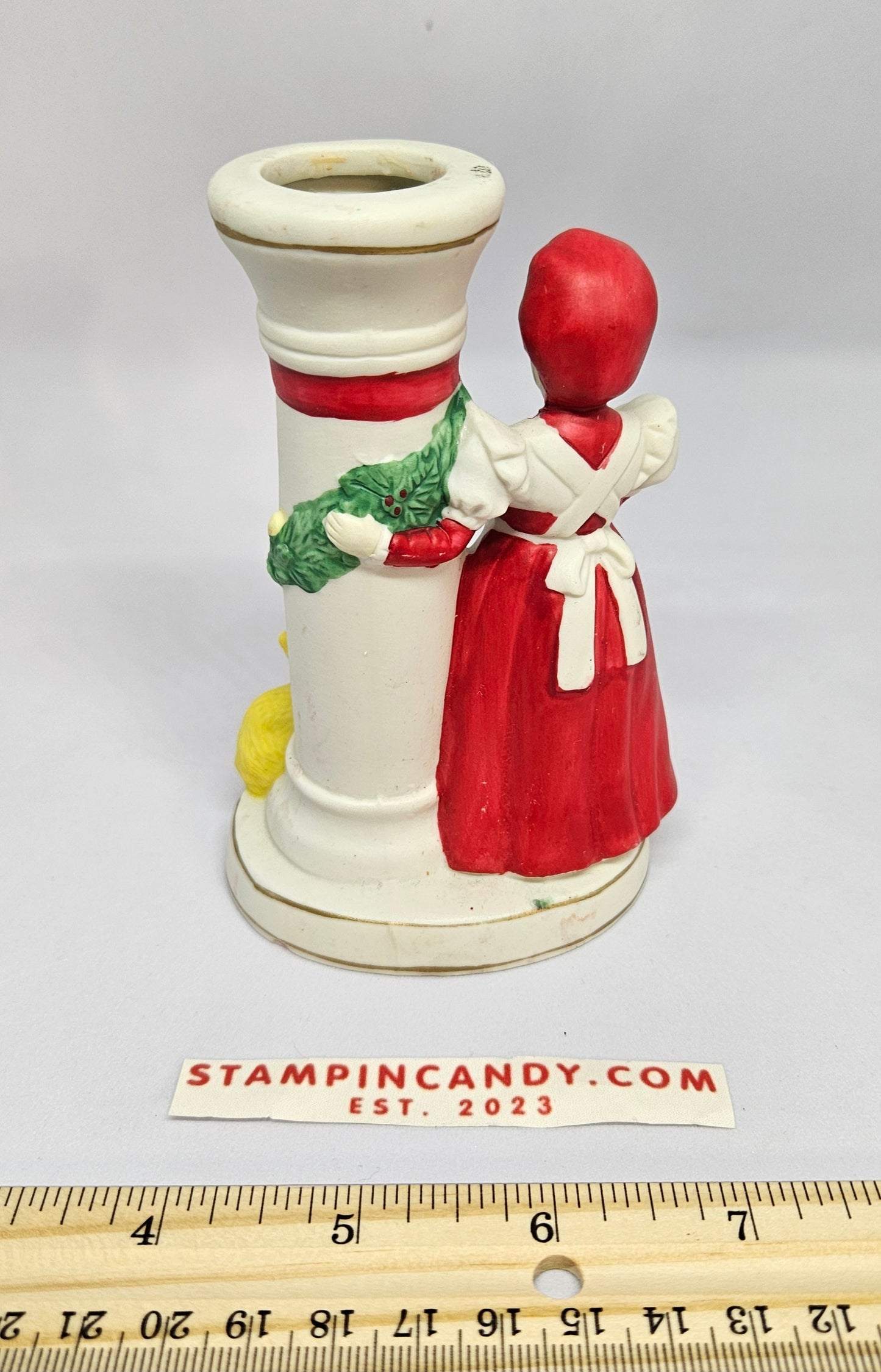 Mrs. Claus / Cat - Porcelin JSNY Thailand - Candlestick Holder