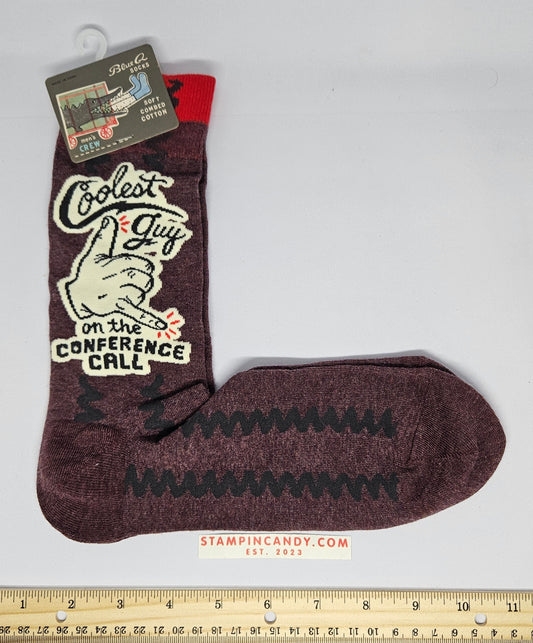 Blue Q Socks - Men's Crew Cut - "Coolest Guy on the Conference Call"