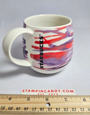 2016 Starbucks - Watercolor Red / Purple Brushstrokes 12 oz Mug
