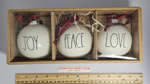 Rae Dunn - Joy, Peace, & Love Ornaments