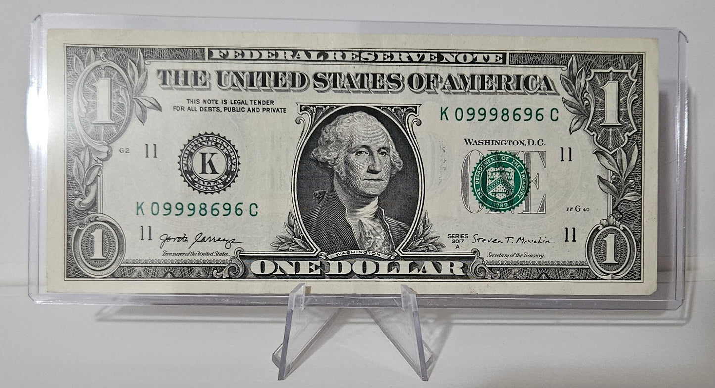 Fancy Serial Number $1 - "K 09998696 C"