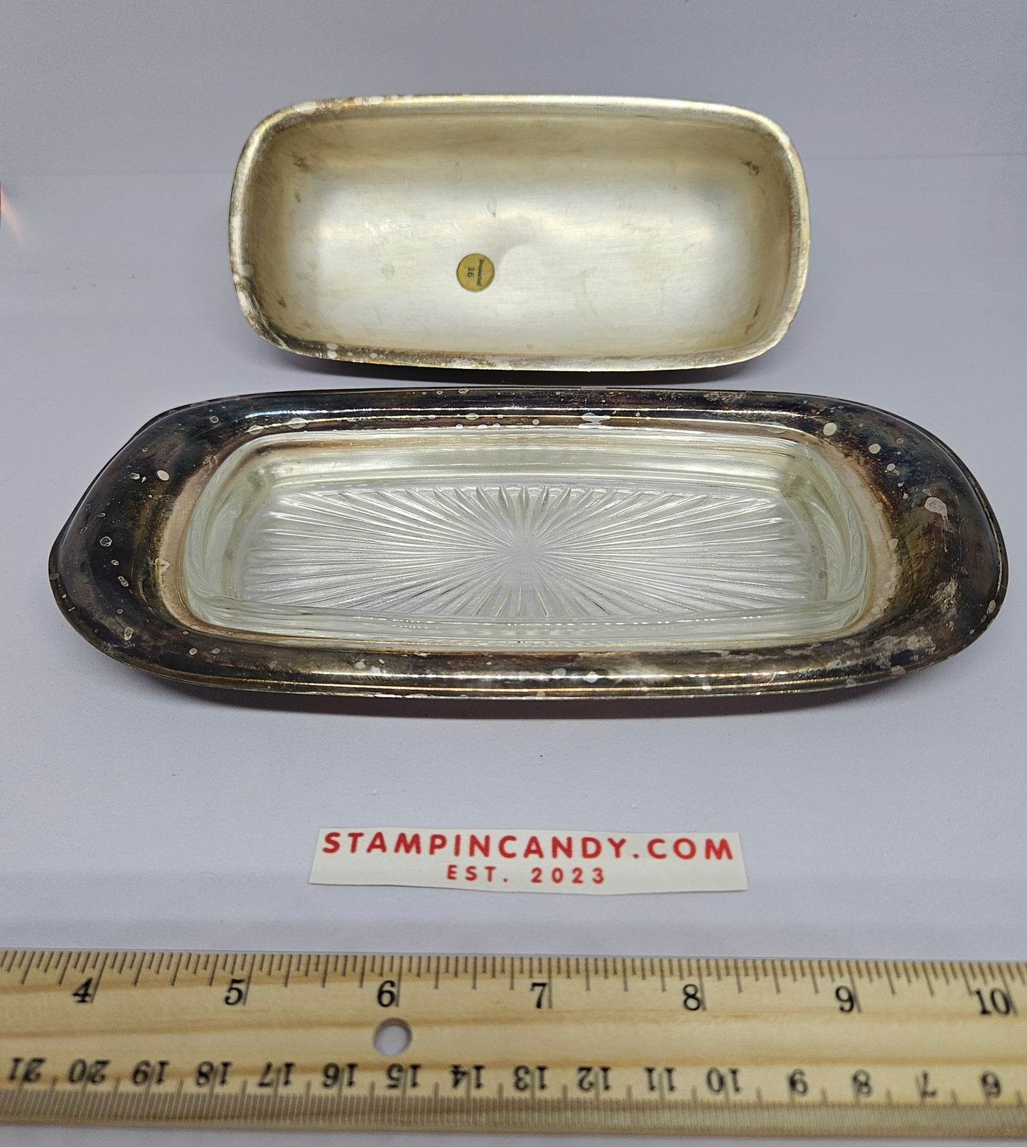 Silver Plated Butter Box with Glass Tray Insert