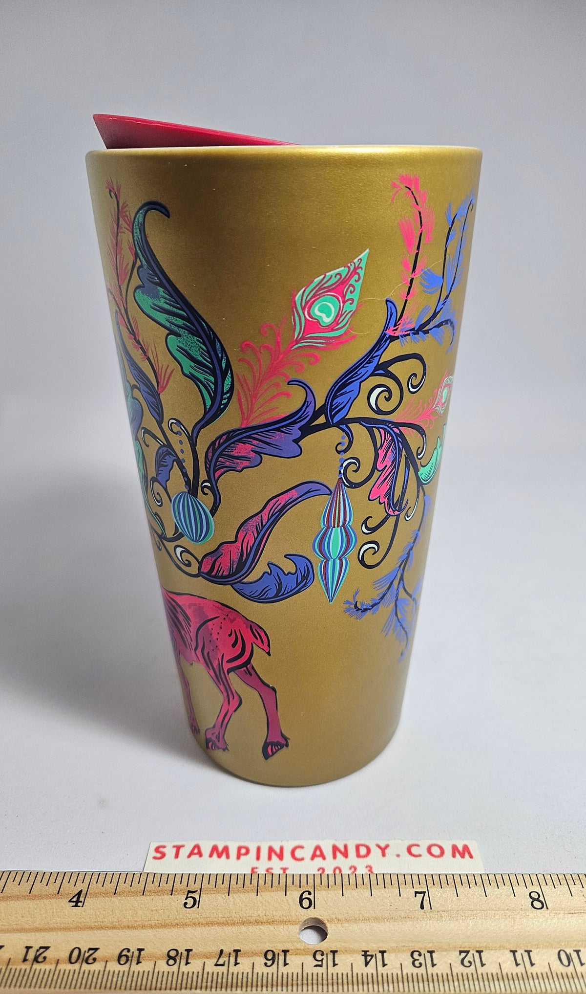 Starbucks 2024 - Holiday Pink Deer / Gold Double-Walled Ceramic Tumbler