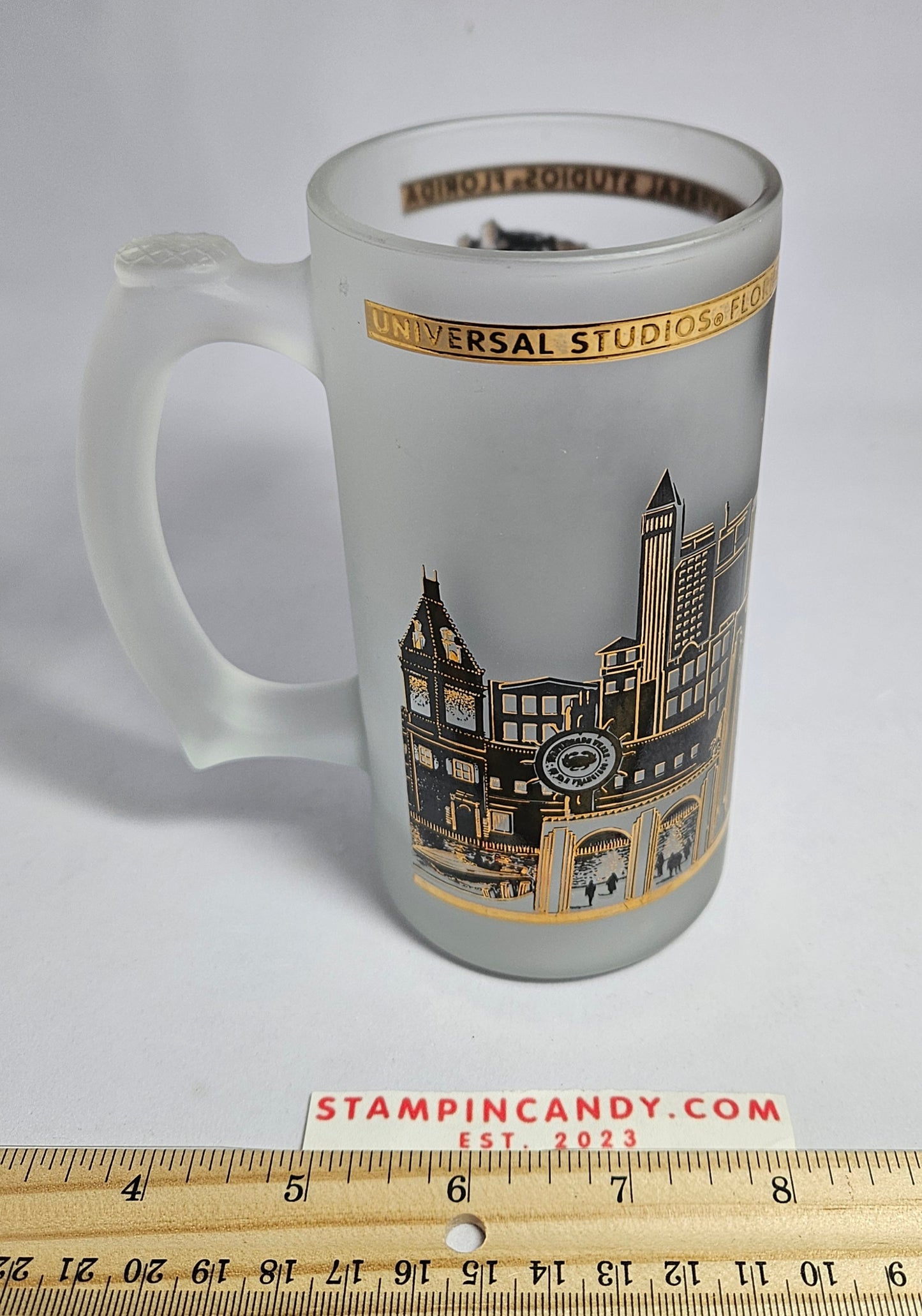 22K Universal Studios Florida Frosted Glass Beer Mug/Stein