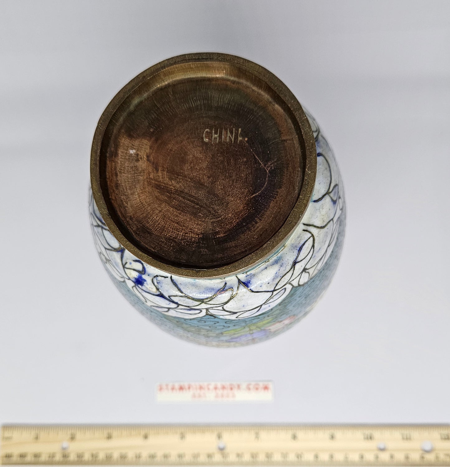 Chinese Cloisonne Enamel Turquoise Ground Baluster Vase