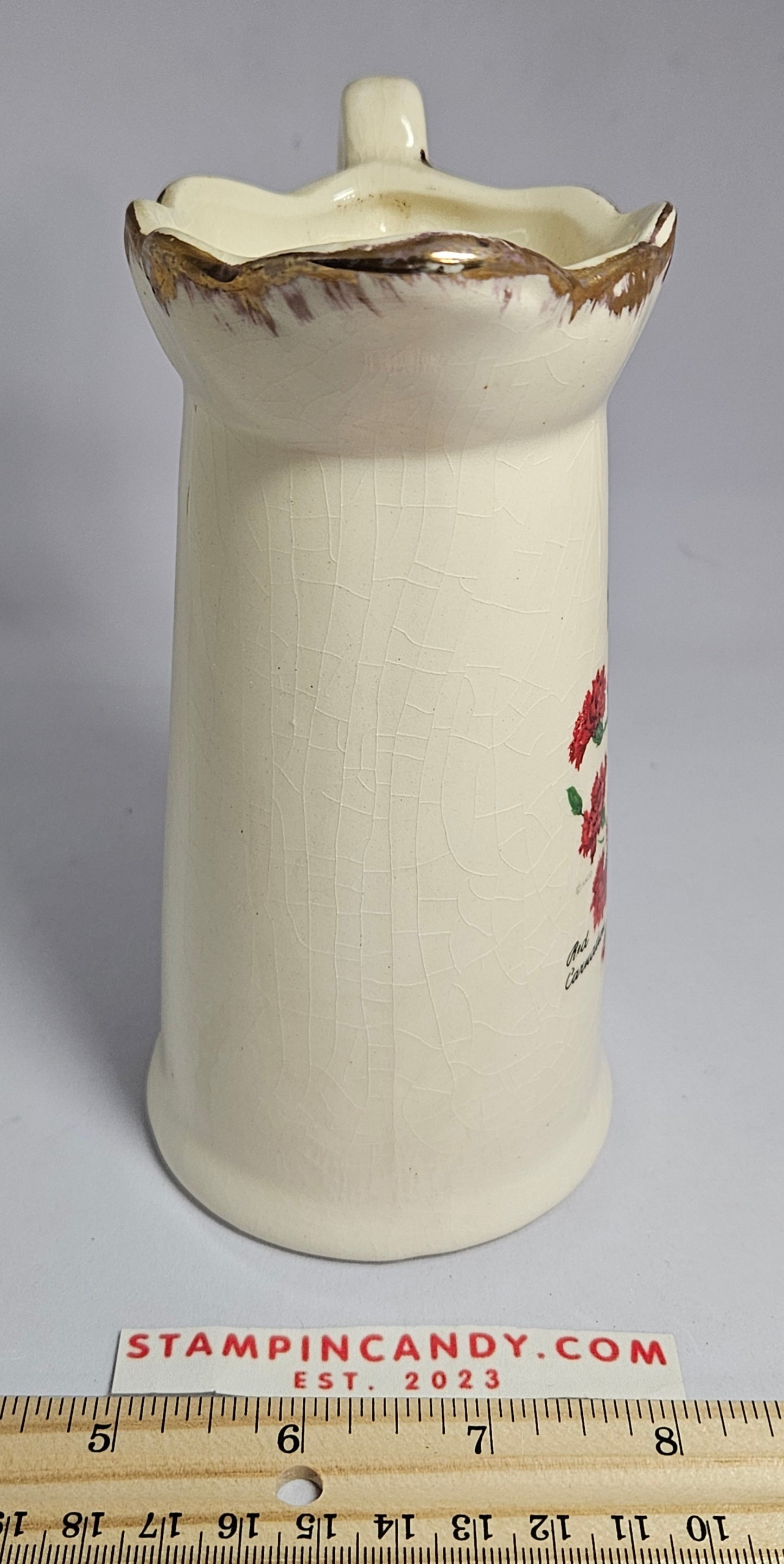Ohio Cardinal Red Carnation Creamer Pitcher