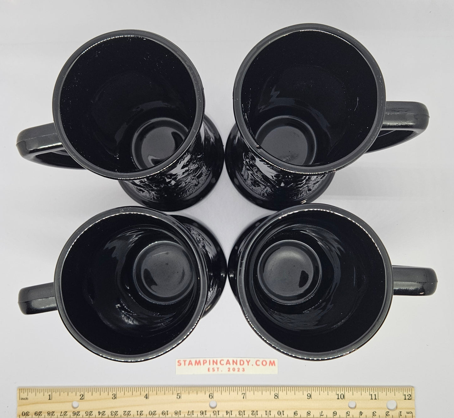 Tiara Indiana Black Glass Mug x 4