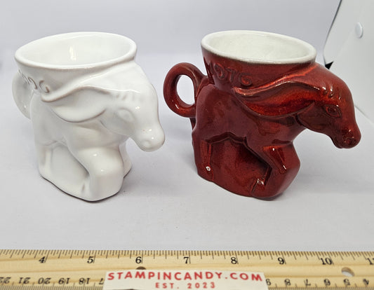 Frankoma Pottery - Set of 2 Democrat / Donkey Mugs / Planters 1976 / 1996