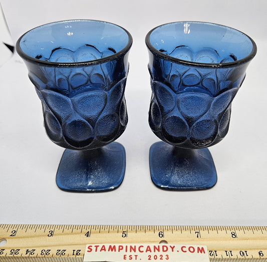 Vintage Noritake Spotlight Blue Wine Glasses/Goblets - Set of 2