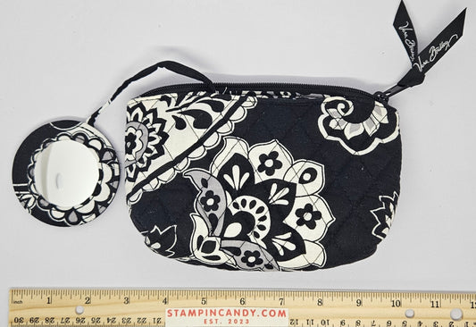 Vera Bradley - Midnight Paisley Black and White Makeup Bag/Purse with Mirror