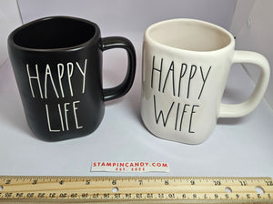 Rae Dunn - "Happy Wife" & "Happy Life" Mug Combo