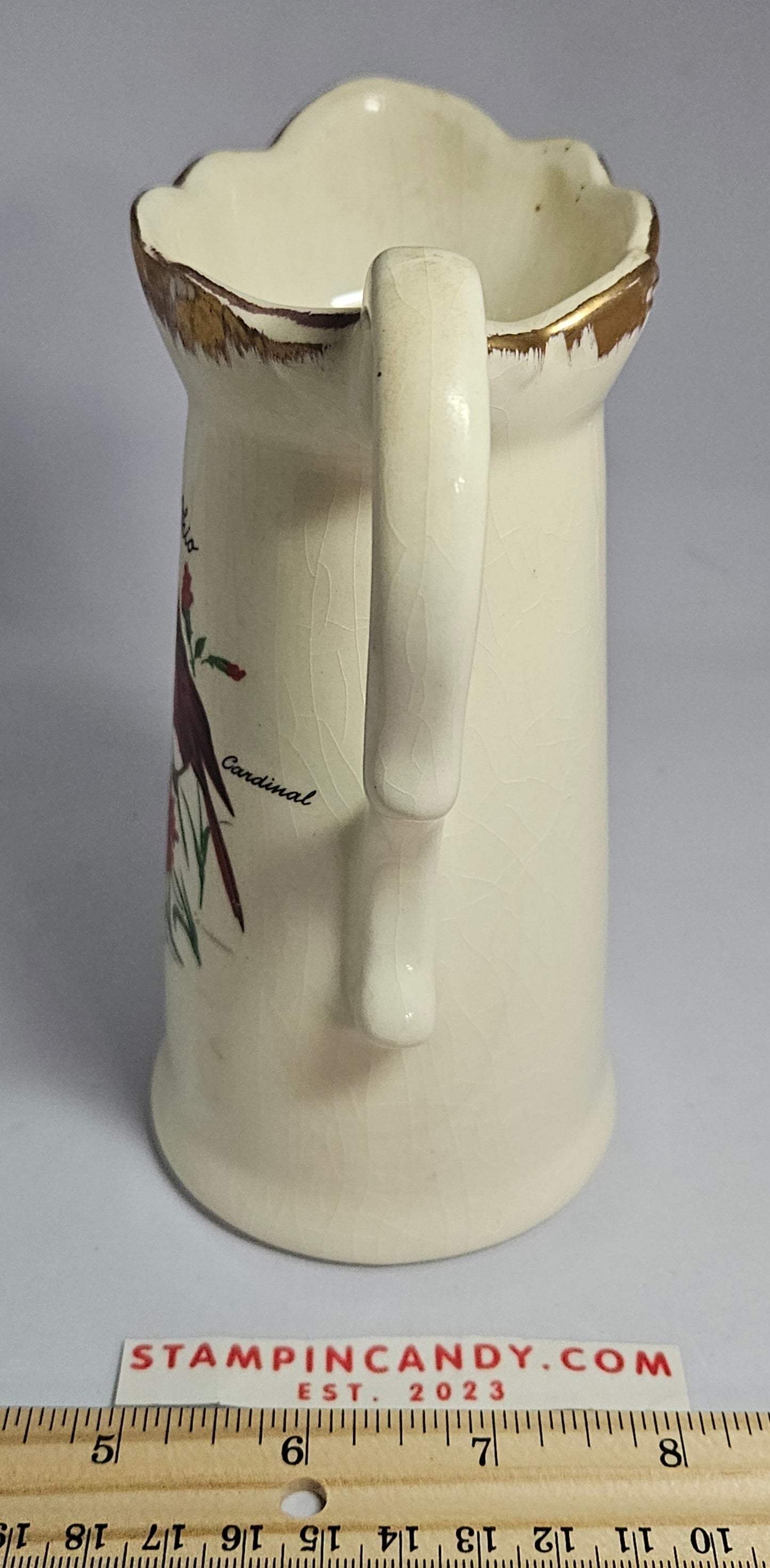 Ohio Cardinal Red Carnation Creamer Pitcher