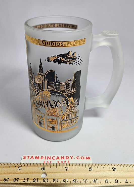 22K Universal Studios Florida Frosted Glass Beer Mug/Stein