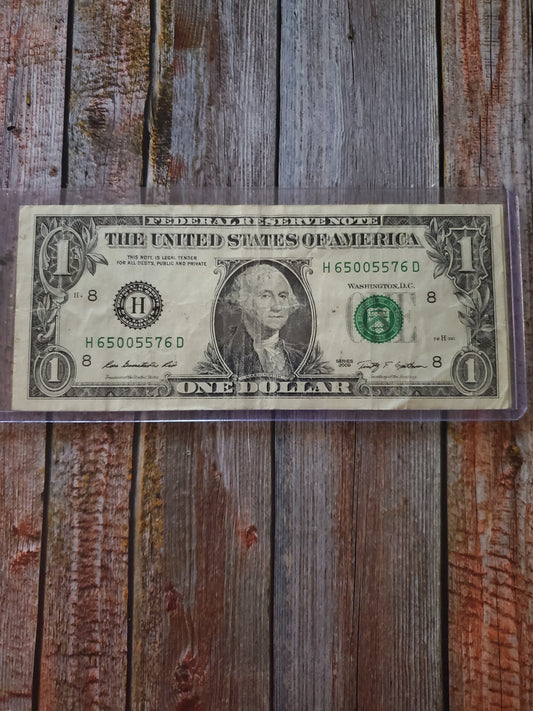 Fancy Serial Number $1 - "H 65005576 D"