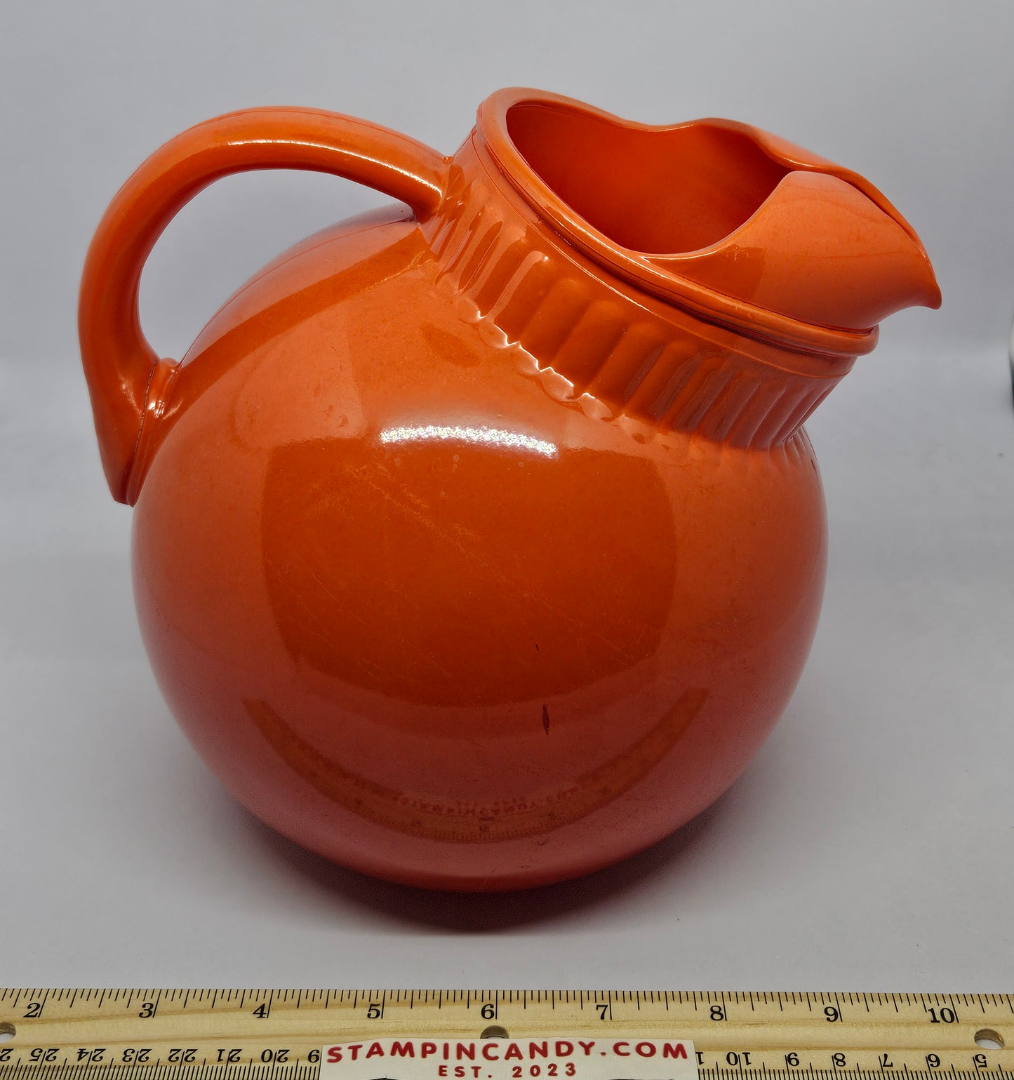 Orange Glass Anchor/Hocking Ball Pitcher