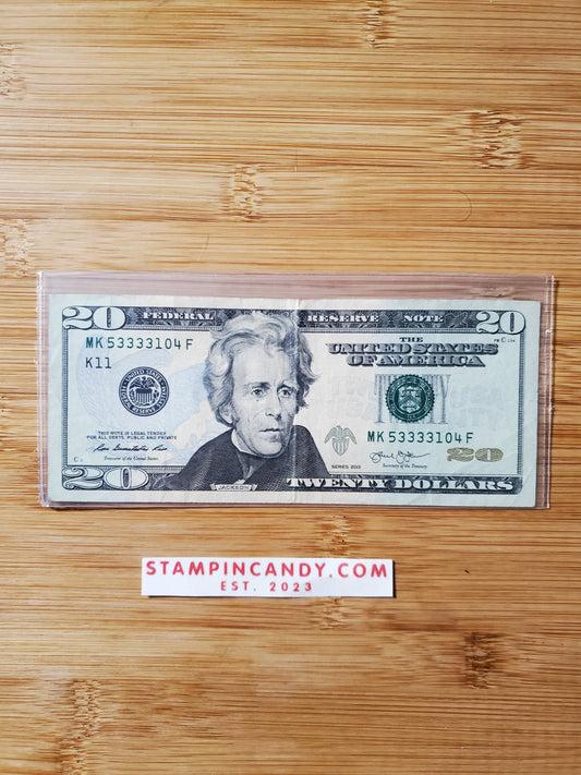 Fancy Serial Number $20 - "MK 53333104 F"