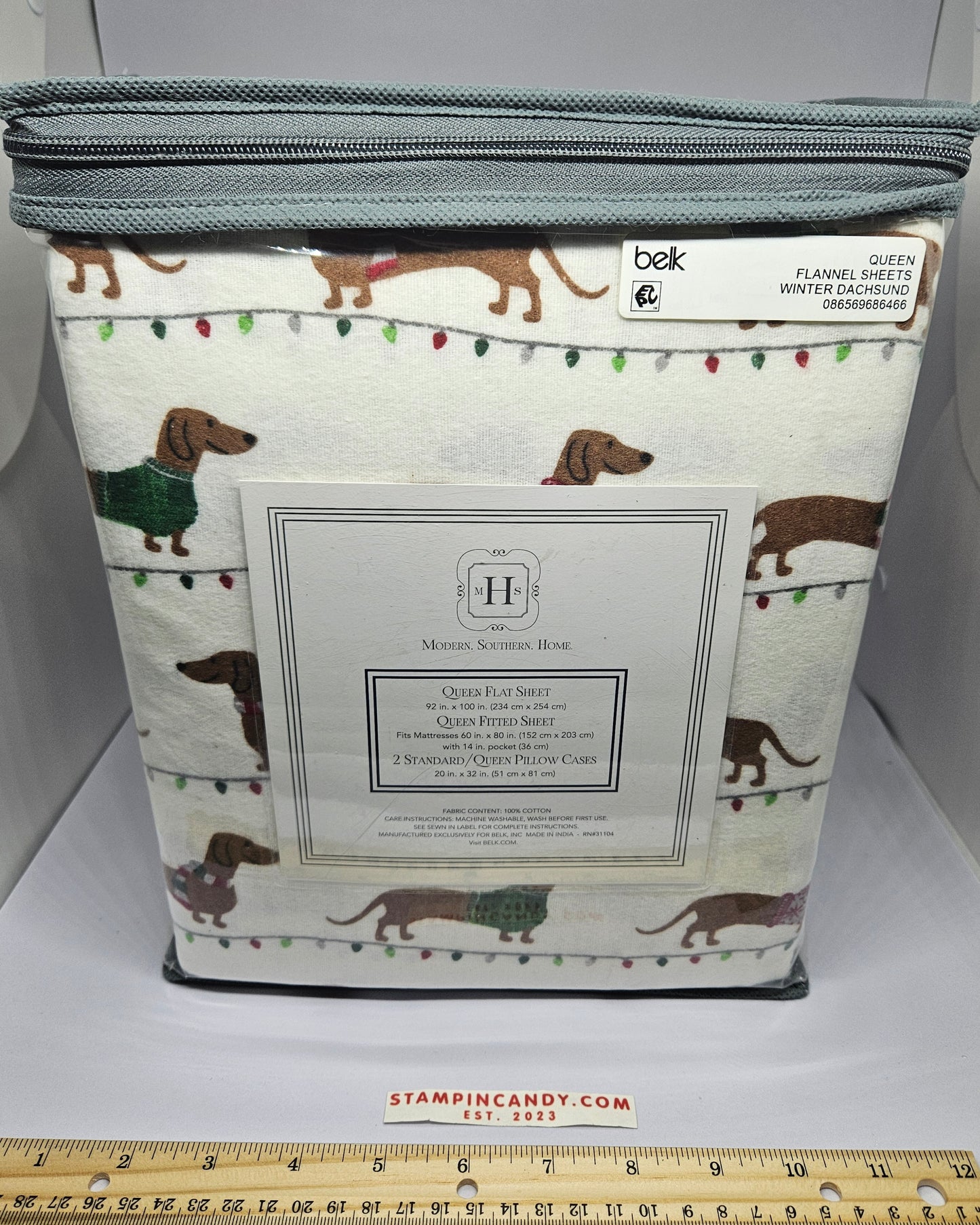 Modern Southern Home - Wiener Dog Print - 100% Cotton Flannel Queen Sheet Set