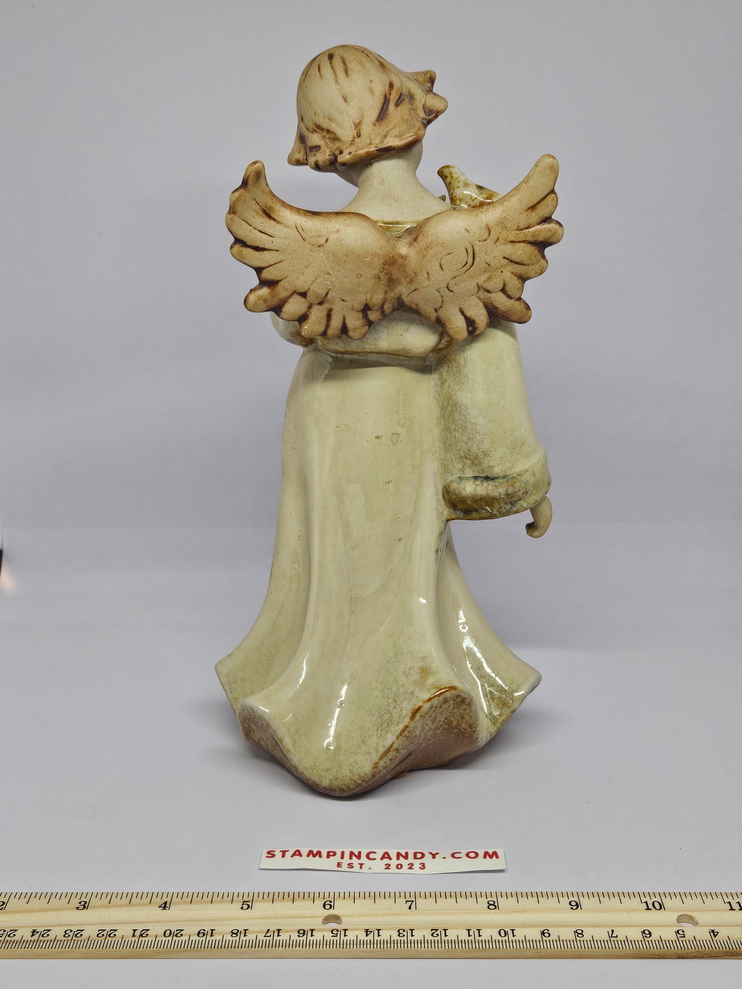 Vintage Ceramic Angel & Dove Pottery 10 Inches Tall