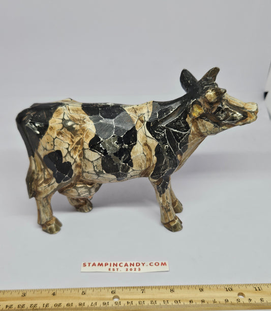 Cool Hand Carved / Painted Wooden Cow