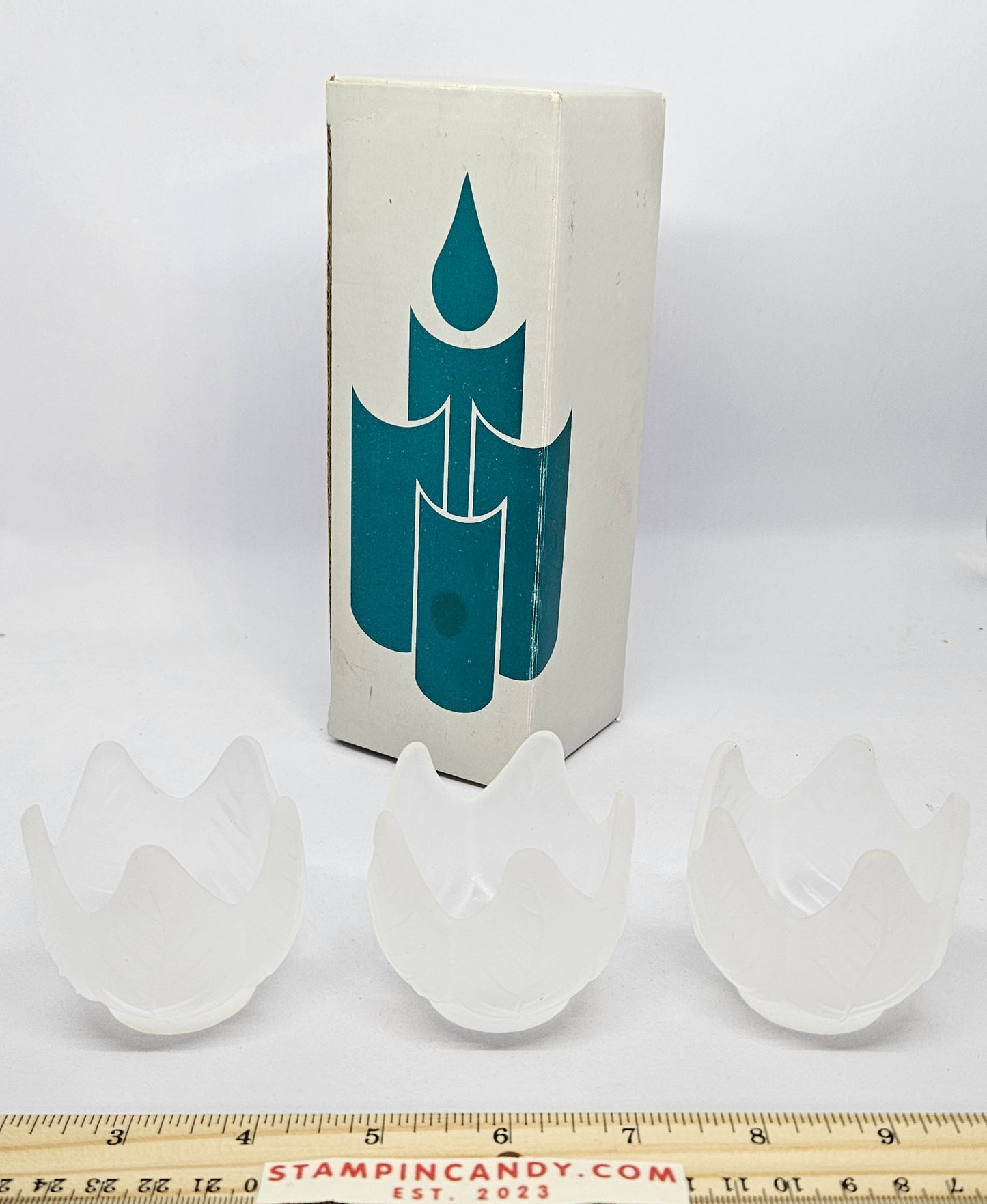 PartyLite Votive Candle Holder Set of 3 - P0290 Frosted Lotus