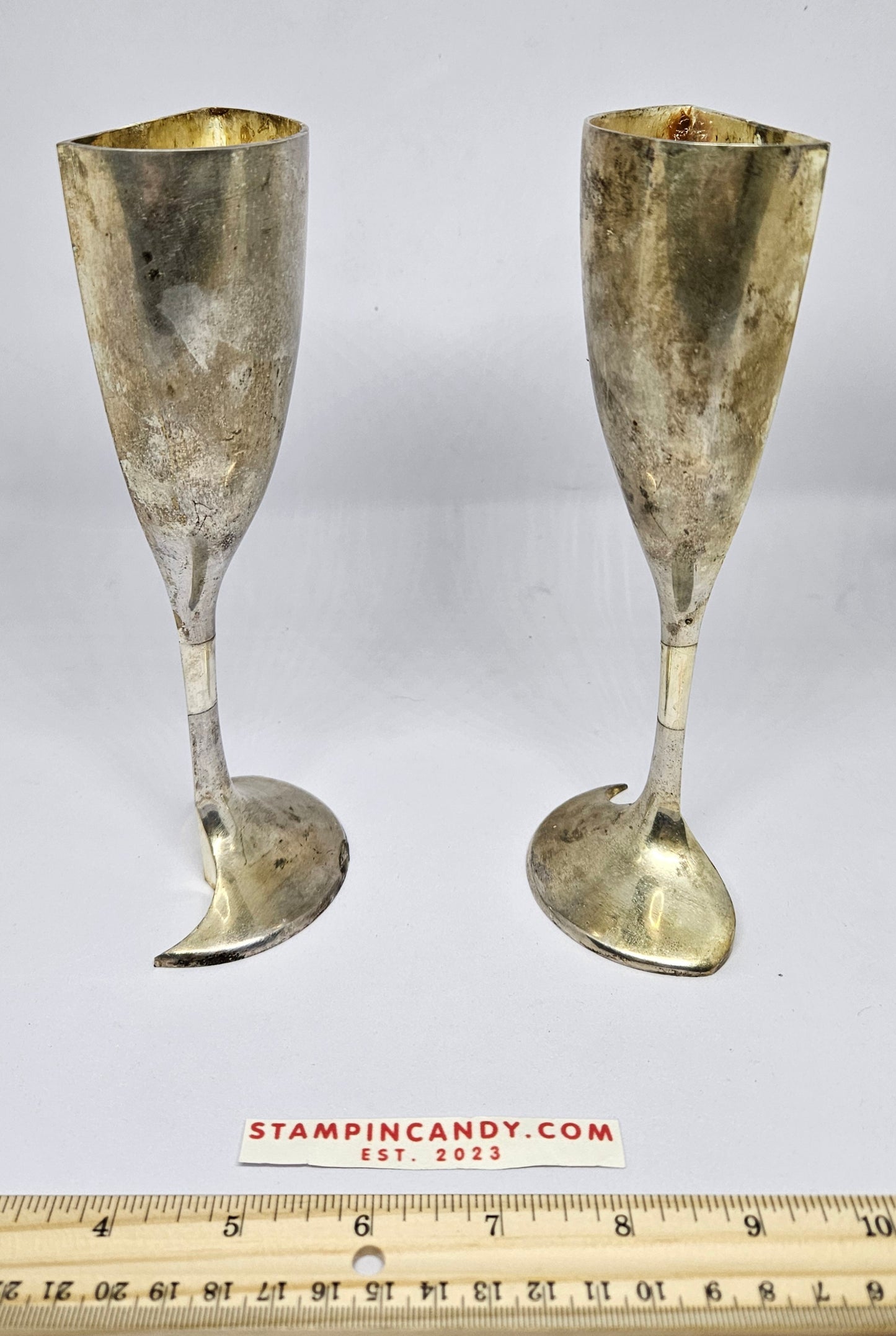 Vintage Silver Plated Nesting Champagne Glasses