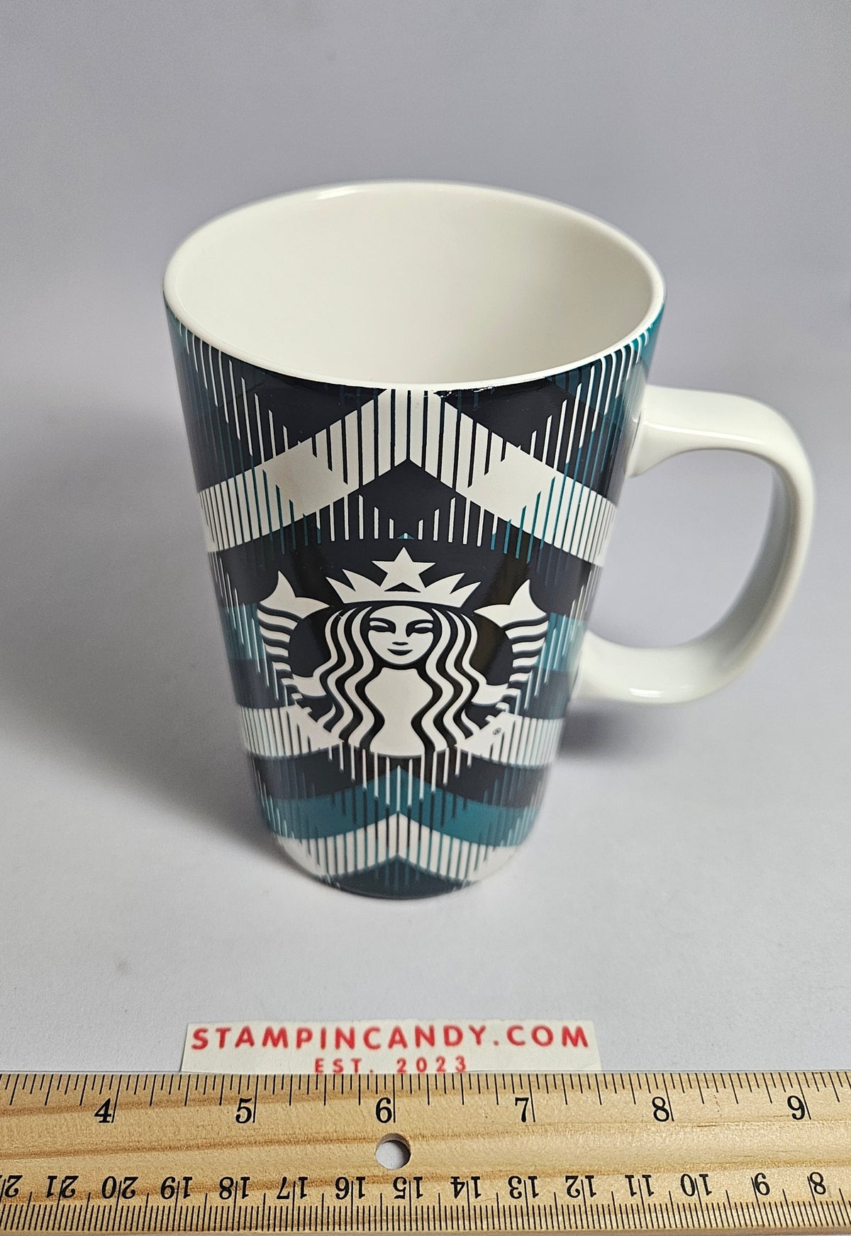 2015 Starbucks - Argyle Blue /Green Plaid Tall 16 oz Mug
