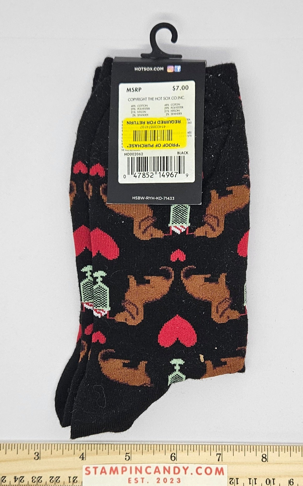 Wiener Dog Pattern - Women's Size 9-11 - Hot Sox