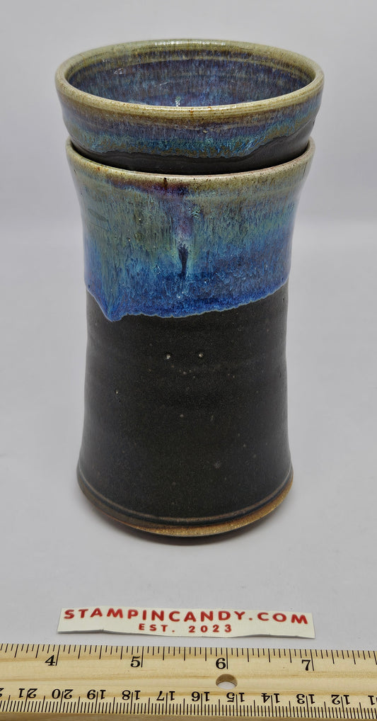 Handmade Black & Blue Pottery 2 Pieces