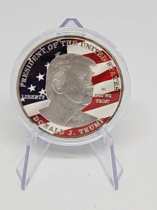 NOVELTY - Trump Painted Silver Colored Metal Coin