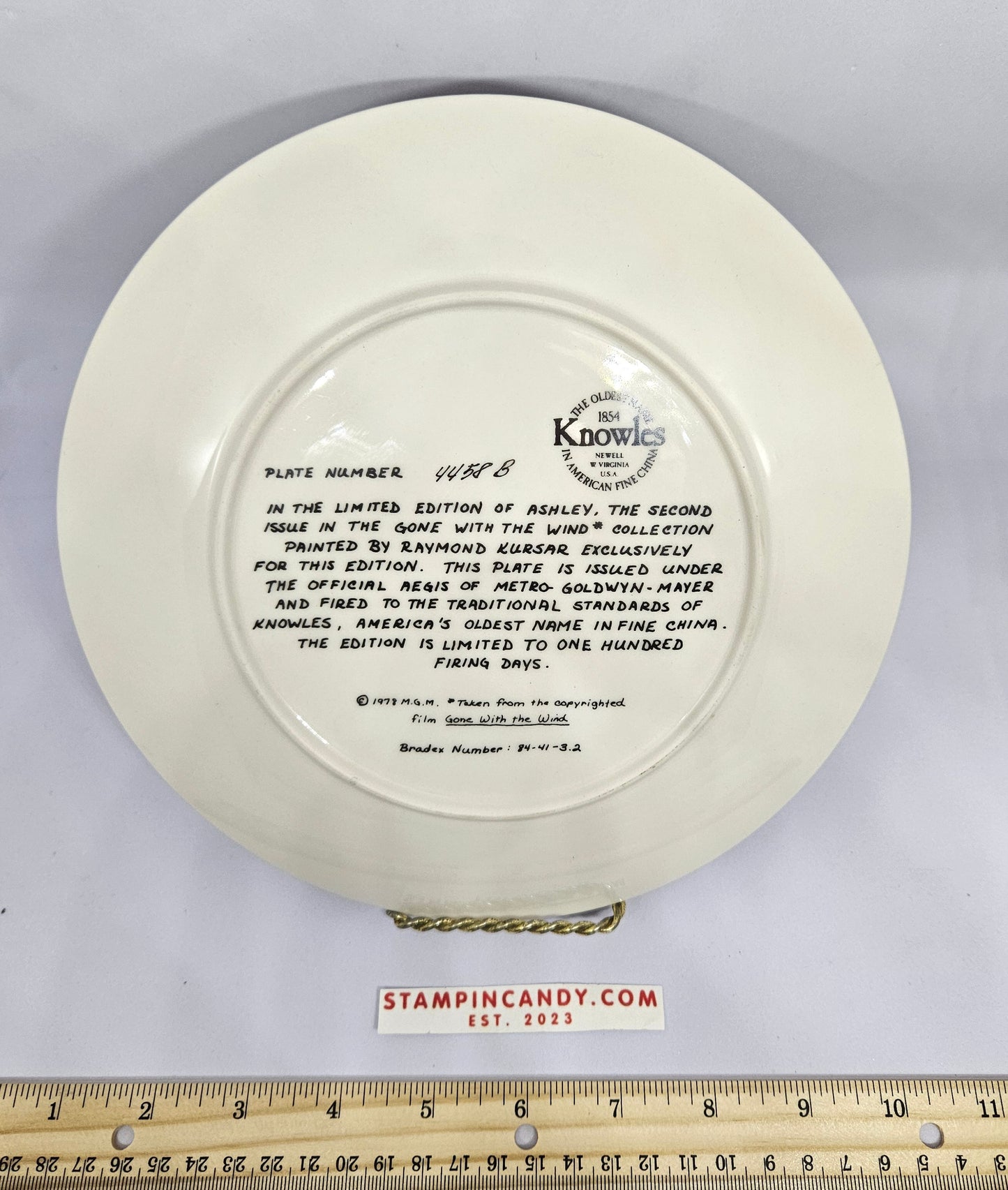 Gone With The Wind - Plate #4458B - Knowles American Fine China - Raymon Kursar