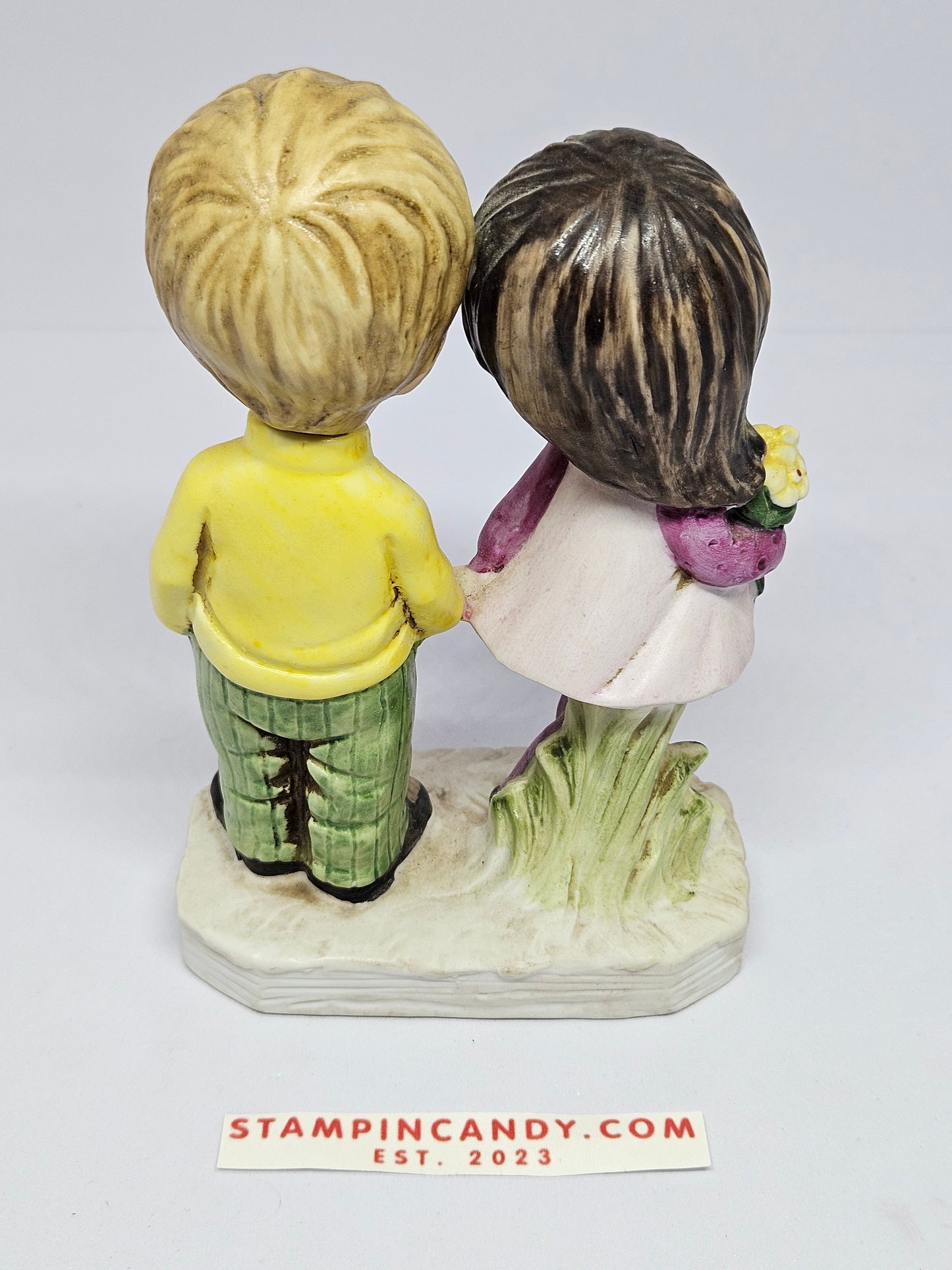 Vintage 1971 Moppets - Boy & Girl with Flower - By Fran Mar